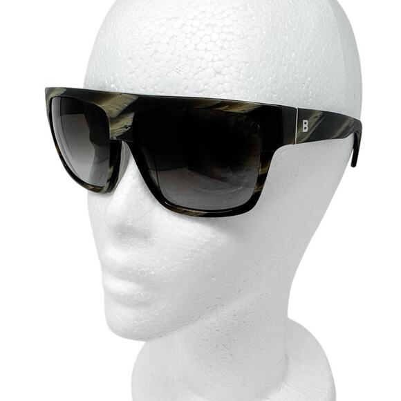 Balenciaga Inlaid Stripe Wood Grain Square Shield Sunglasses BA56-61B w/ case - Picture 1 of 9
